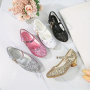 Girls' Crystal High-Heeled Shoes with Glitter and Sequins for Weddings and Parties