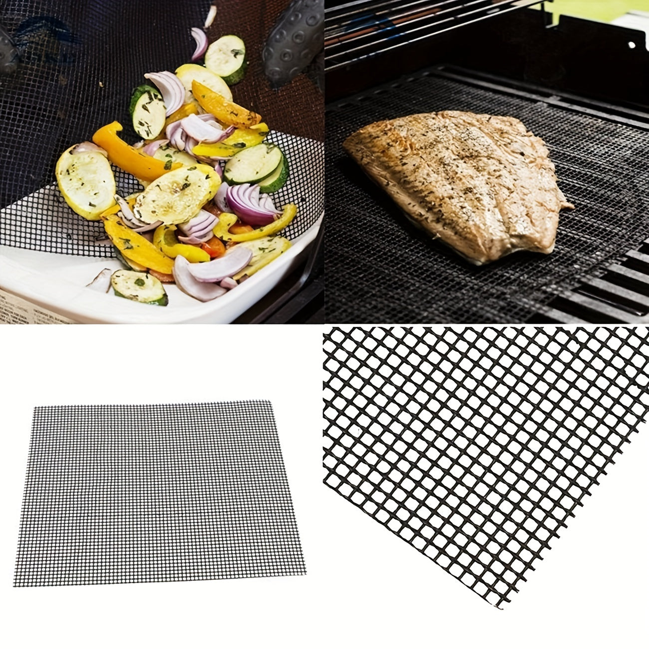 5-Piece BBQ Grill Mat Set Non-Stick Teflon Reusable for Fish Shrimp Meat