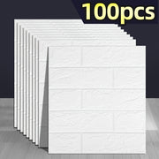 100pcs 3D Foam Brick Wallpaper Self-Adhesive Waterproof Easy to Clean for Kitchen Living Room Bedroom