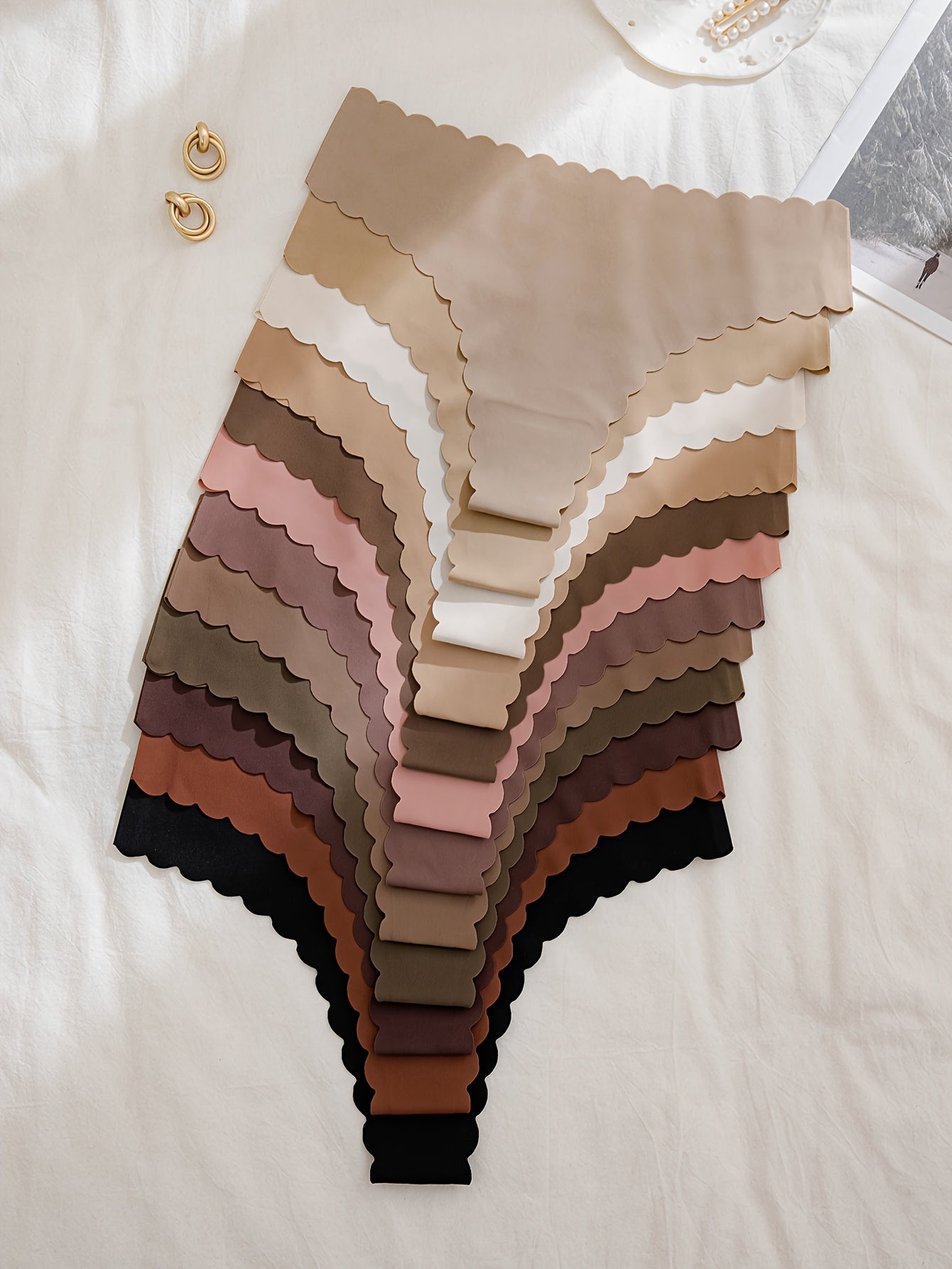 Girls Sunset Color Adhesive Thong Underwear Set 12 Pieces Polyamide