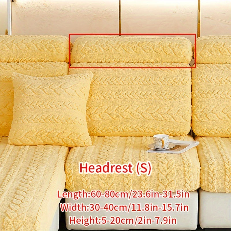 Wheat Sheaf Pattern Plush Sofa Cover Elastic Fit for 1-4 Seater Non-Slip Machine Washable