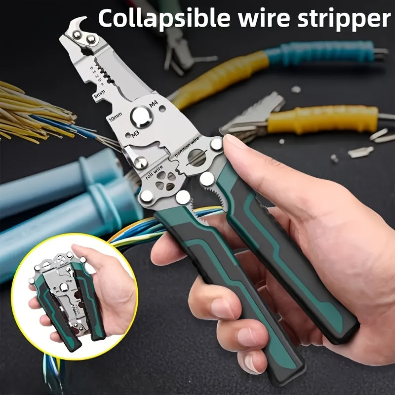 Multifunctional Foldable Wire Stripper Cutter with Hook Knife Screwdriver and Wrench