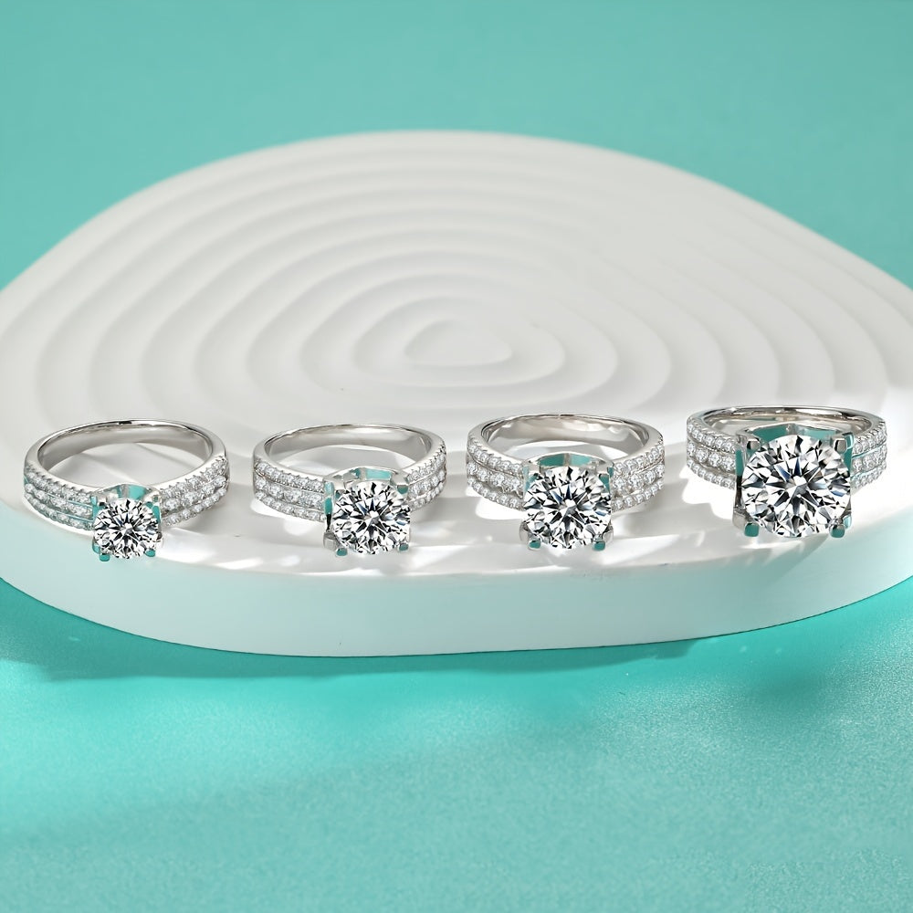 Vintage Moissanite Engagement Ring 5CT White Gold-Plated Sterling Silver Wedding Jewelry