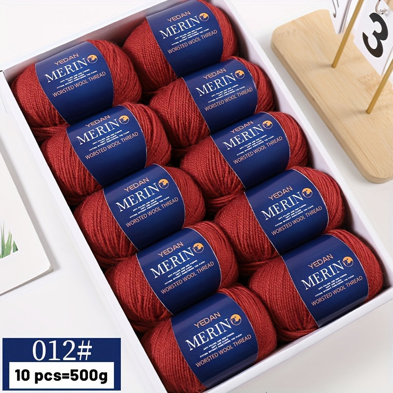 10 piezas de hilo de lana 500g multicolor en degradé, anti-pilling, suave para tejer accesorios de moda