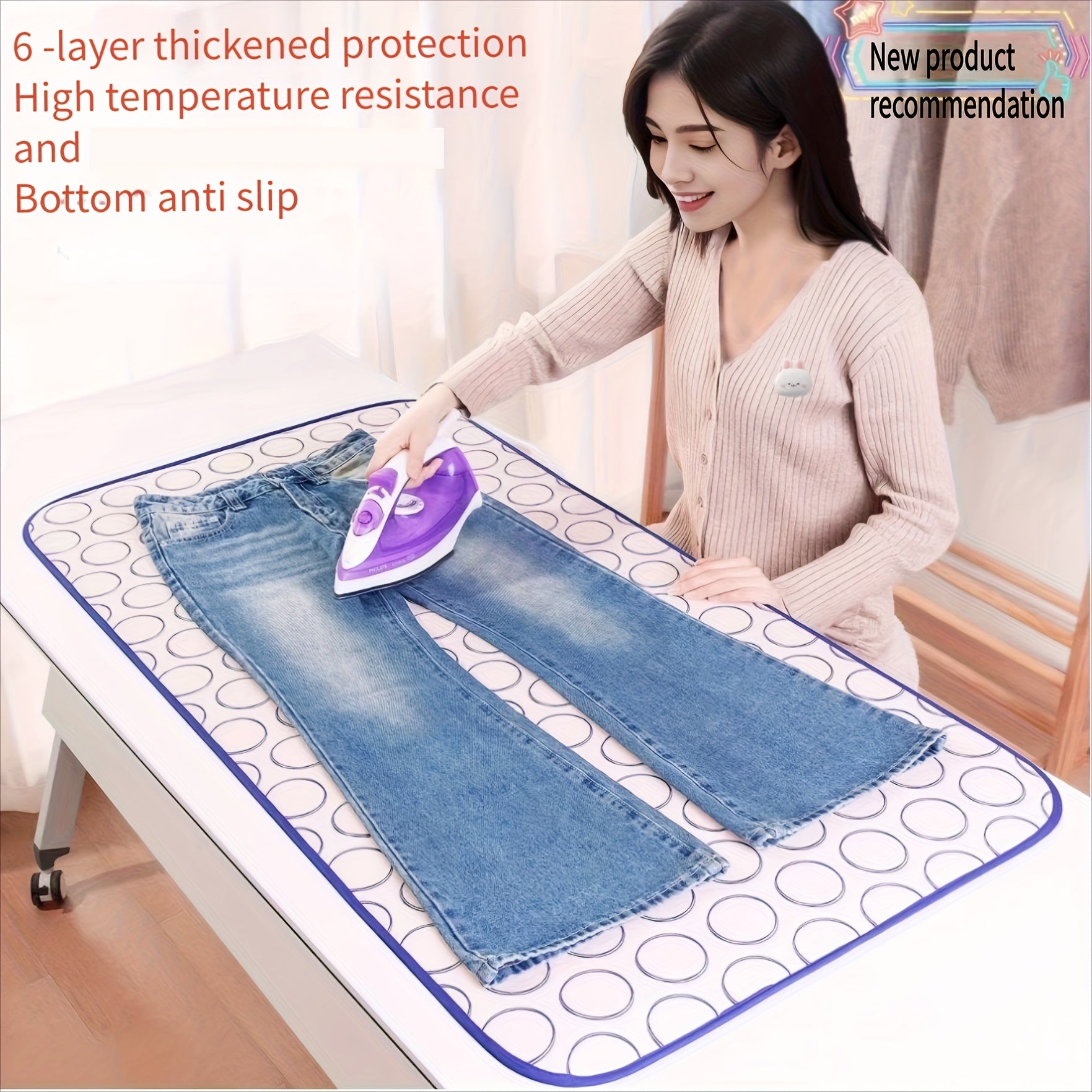 Portable Polyester Folding Ironing Mat Waterproof Heat-Resistant for Travel Home Use
