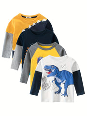 Kids Boys Long Sleeve Cotton T-Shirt Casual Spring Fall Cartoon Pattern
