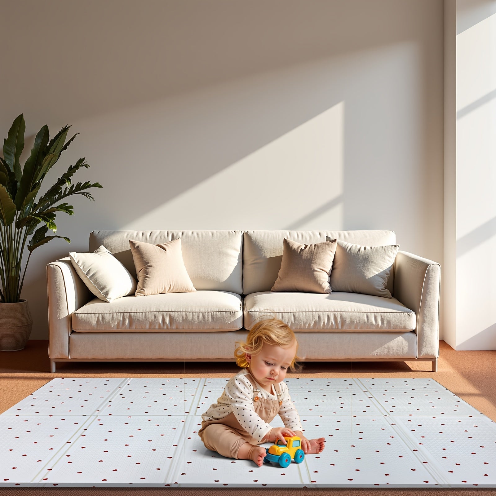 Детский игровой коврик водонепроницаемый складной мягкий пенополиэтиленовый напольный коврик для детской с минималистичными узорами