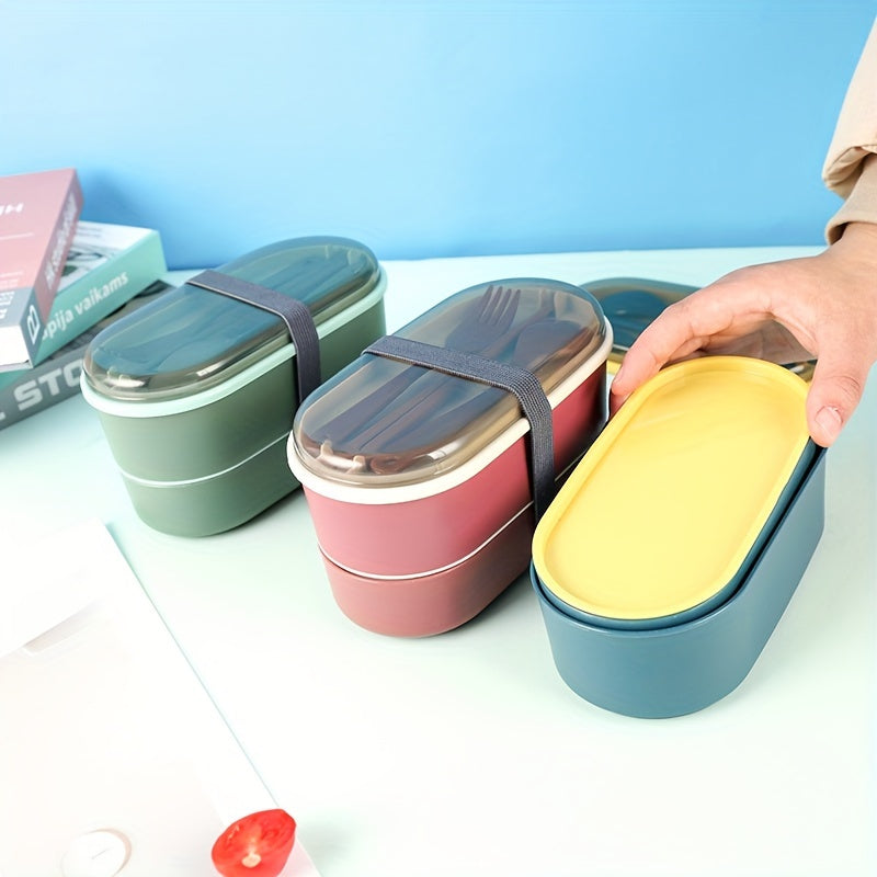 Reusable Leakproof 700ml Double-Layer Cartoon Lunch Box for School Work Travel