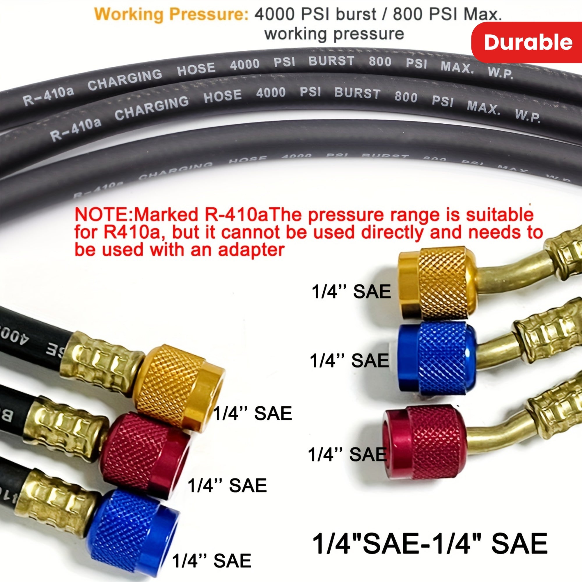 High Pressure Refrigerant Charging Hose Set for Car Air Conditioning with Adapter