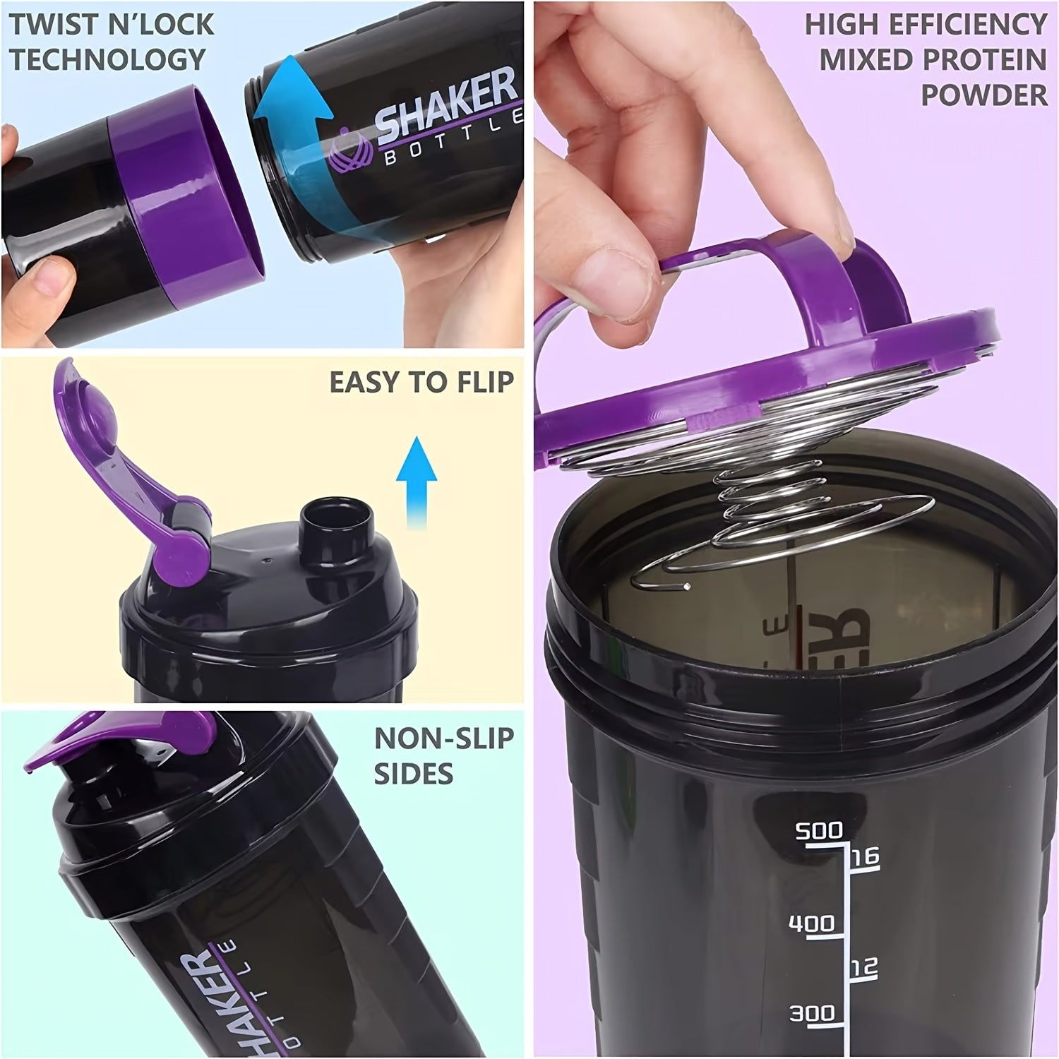 Portable Protein Shaker Cup Made from Durable PP Material for Gym and Outdoor Fitness