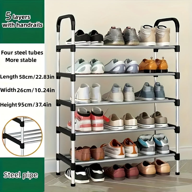 Multi-Layer Shoe Storage Organizer with Plastic and Metal Materials