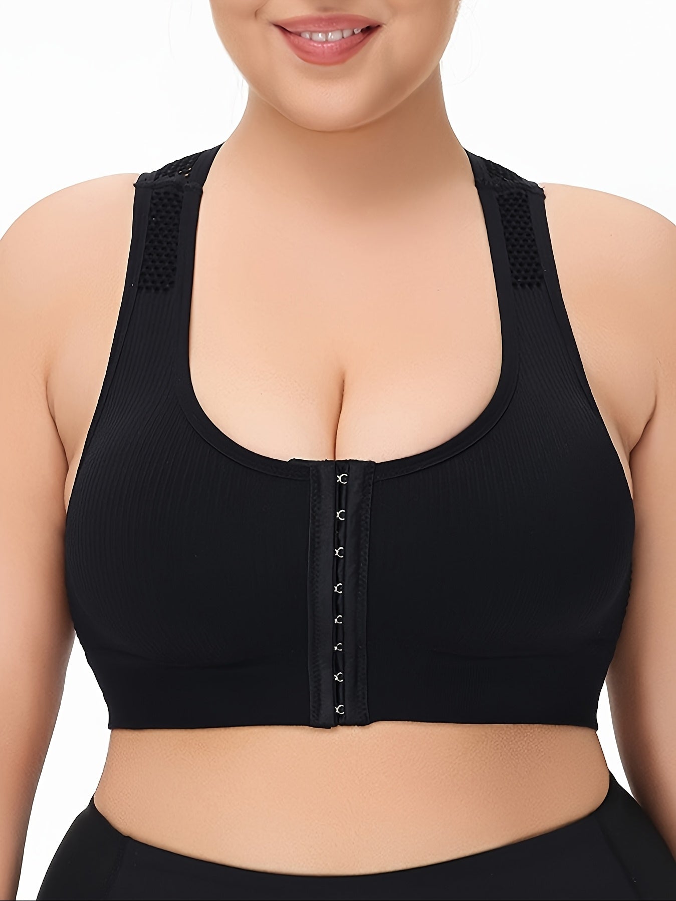 Plus-Size Sports Bras Breathable Mesh Support Wire-Free Seamless Set