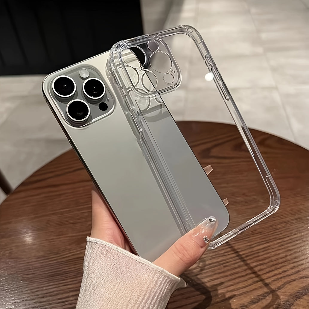 Transparent TPU Phone Case for iPhone 11 12 13 14 15 16 Pro Max with Lens Protection