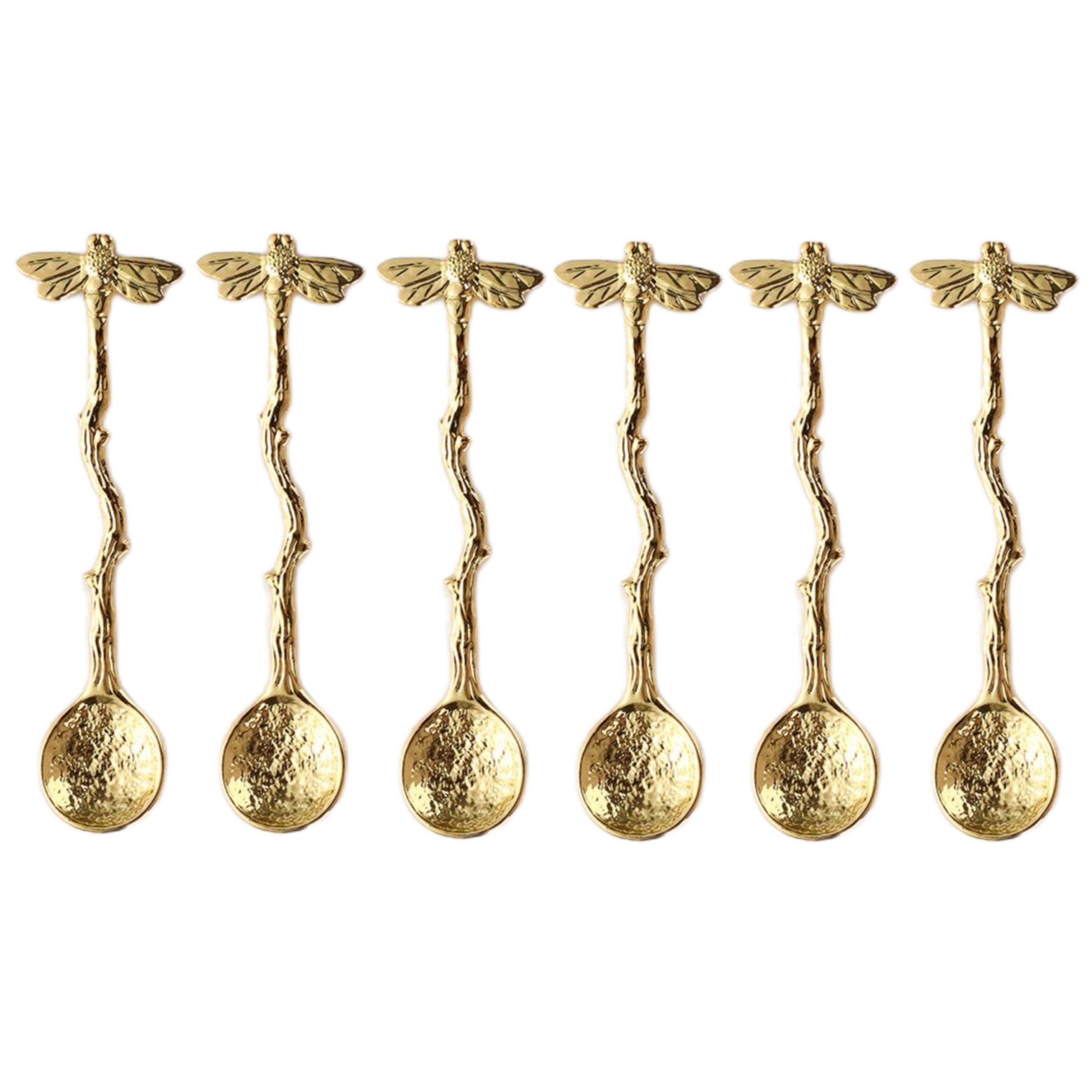 Retro Bee-Shaped Metal Coffee Spoon with Twist Handle for Tea and Dessert Serving