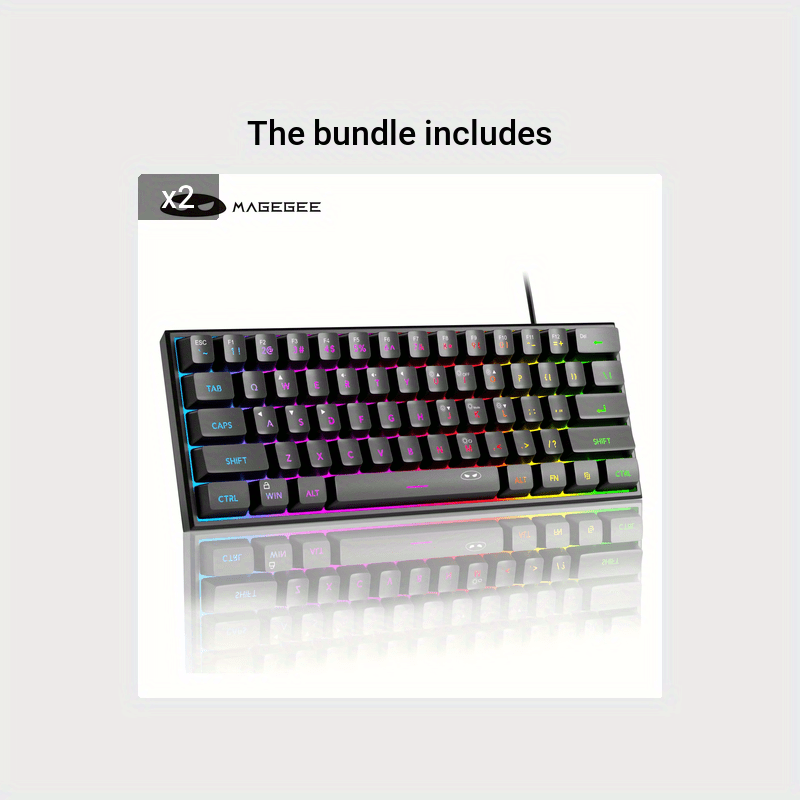 Mini 60% RGB Backlit Mechanical Gaming Keyboard for Windows Mac Laptops