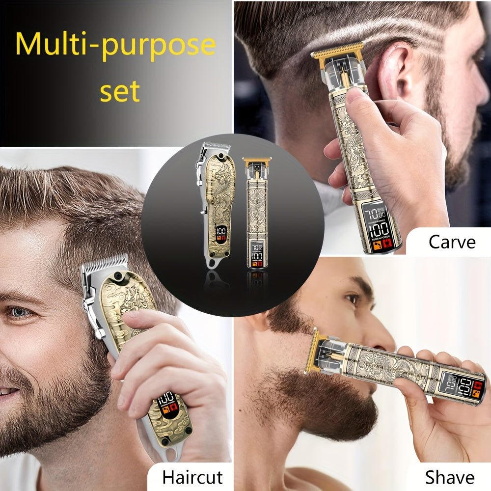 Беспроводной электрический набор для стрижки волос, USB-заряжаемый металлический триммер для дома и путешествий