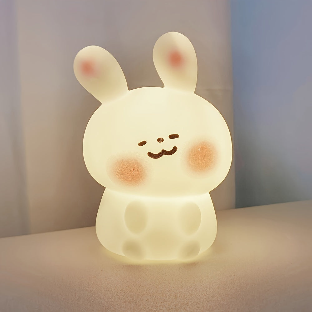 Blush Rabbit Lumious Decorative Figurine for Desk White PVC Battery Powered