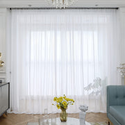 White Sheer Voile Curtain with Rod Pocket for Living Room Bedroom Office