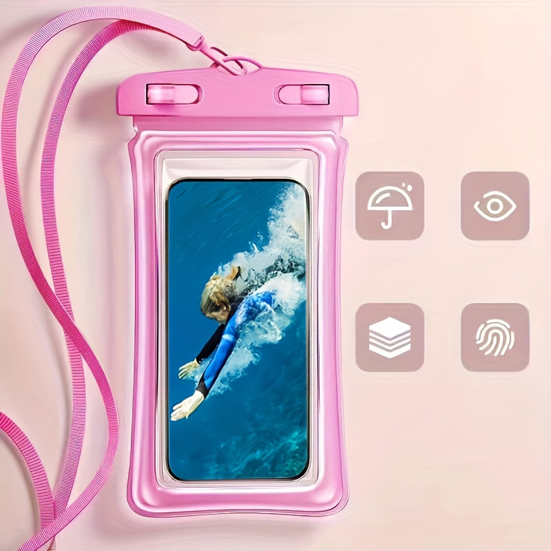 Waterproof Phone Pouch for 20.32 cm Smartphones with Neck Strap Water-Resistant Dry Bag for Beach Travel
