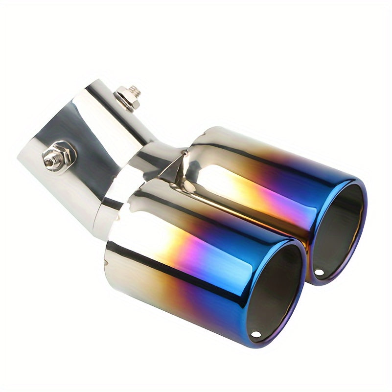 Stainless Steel Dual Exhaust Tips Blue Finish Easy Install Durable