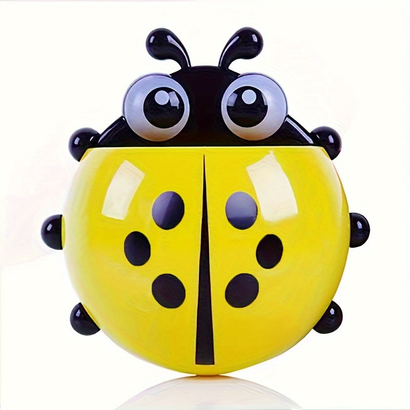 Porta cepillos de dientes de plástico Ladybug con soporte de ventosa, estante de almacenamiento para baño sin taladro