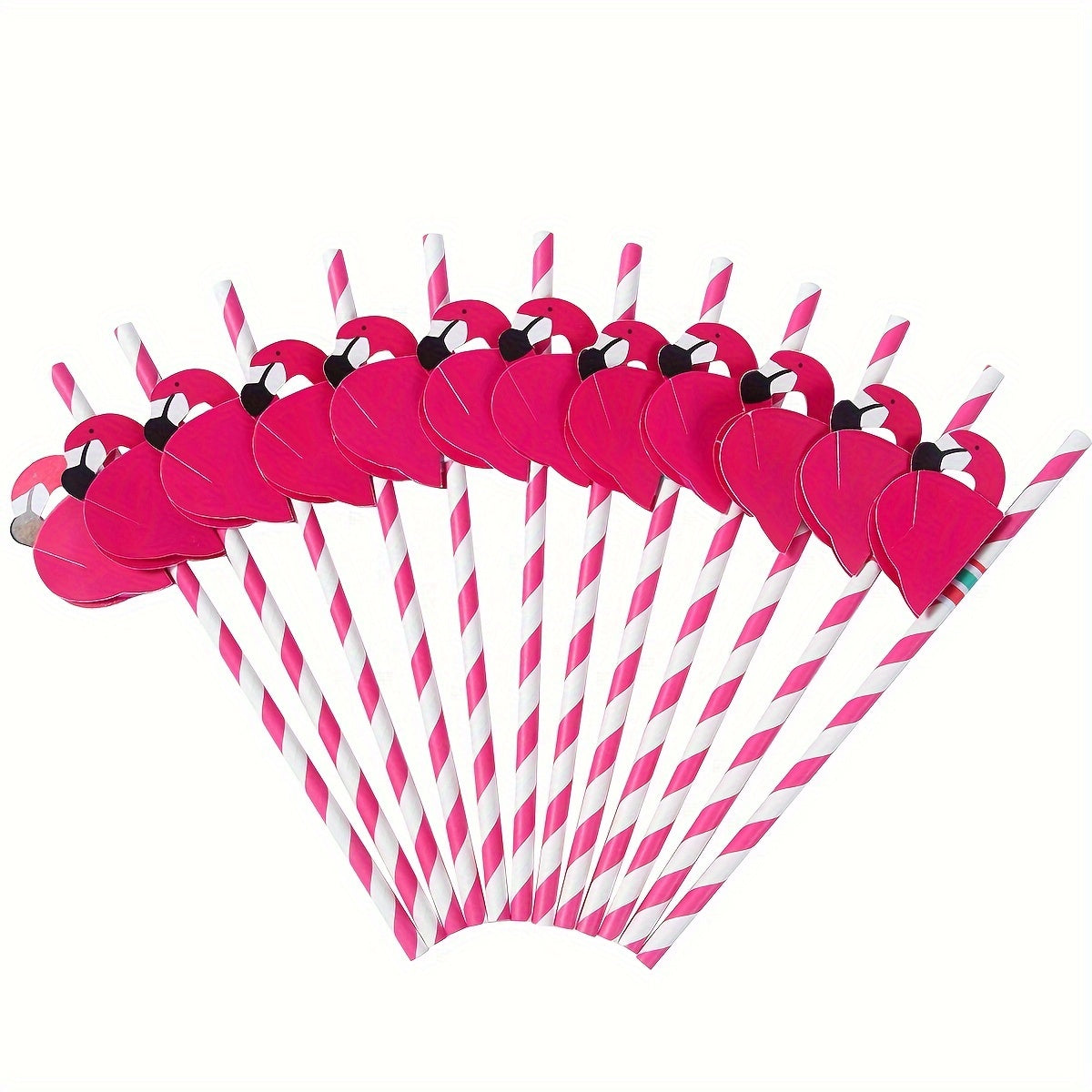 Set de 12 pajillas de papel Pink Flamingo para fiestas de verano y decoración tropical