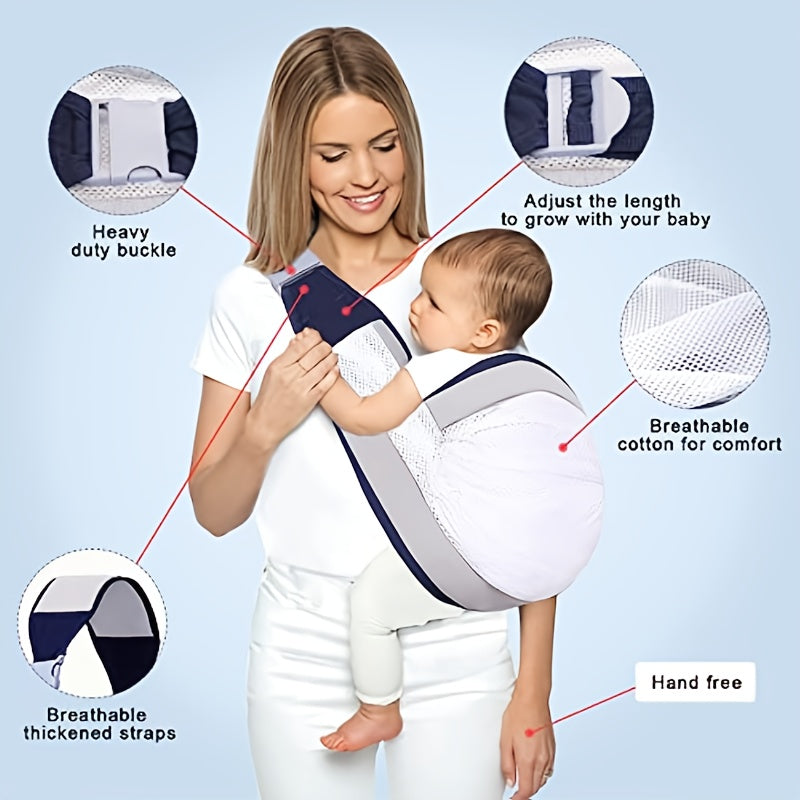 Portable Baby Carrier Sling with Ergonomic Hip Cradle, Breathable, Foldable