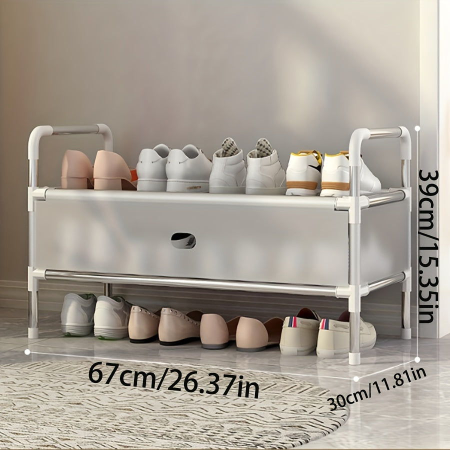 Estante para zapatos de metal con funda antipolvo, organizador de varias capas para entrada y pasillo