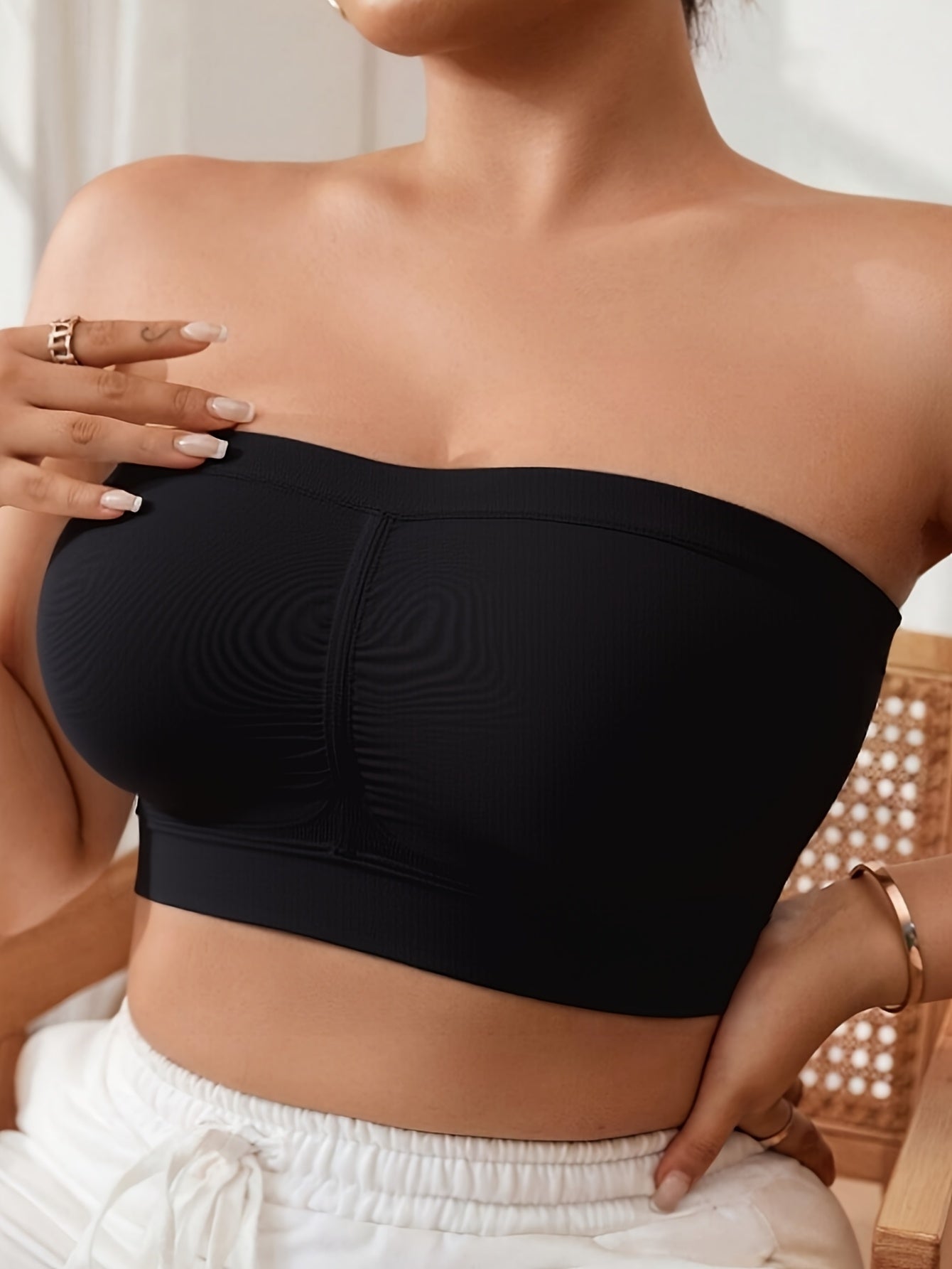 Plus Size Seamless Wireless Tube Bra for Running and Workout