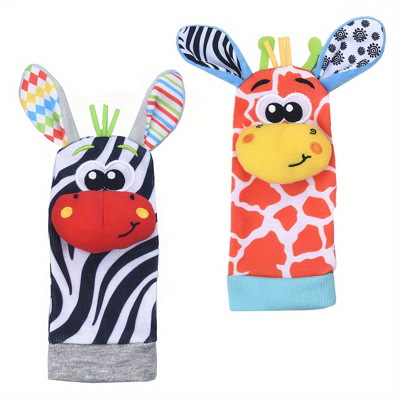Baby Socks Set for Infants 0-12 Months Plush Zebra Wrist Rattle Socks Gift