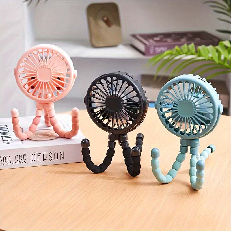 Portable Octopus Fan with Flexible Tripod USB Rechargeable Handheld Electric Fan for Travel Outdoor Use