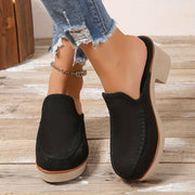 Women's Slip-On Loafers Breathable Fabric Solid Color Casual Shoes