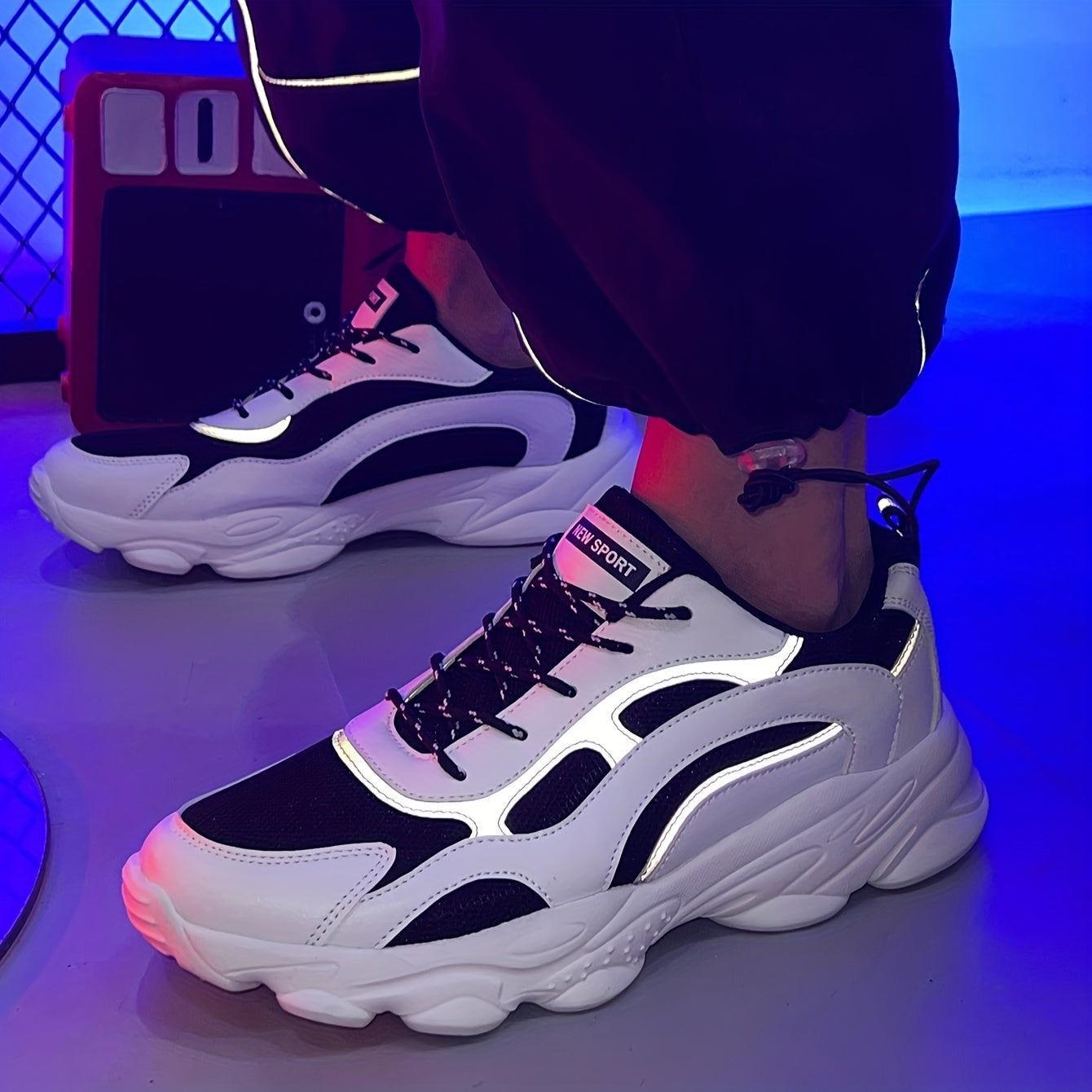 Men's Reflective Vintage Chunky Shoes for Outdoor Activities with Non-slip Soles