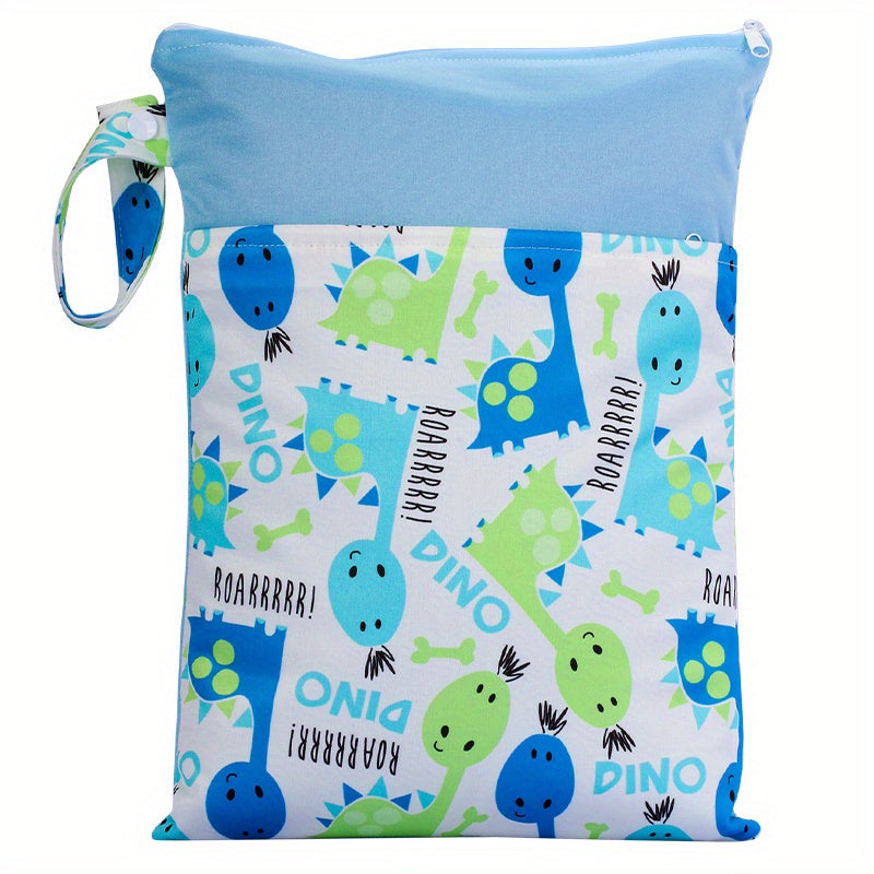 Reusable Waterproof Wet Bag with Double Pockets Cloth Handle 24.99x35cm