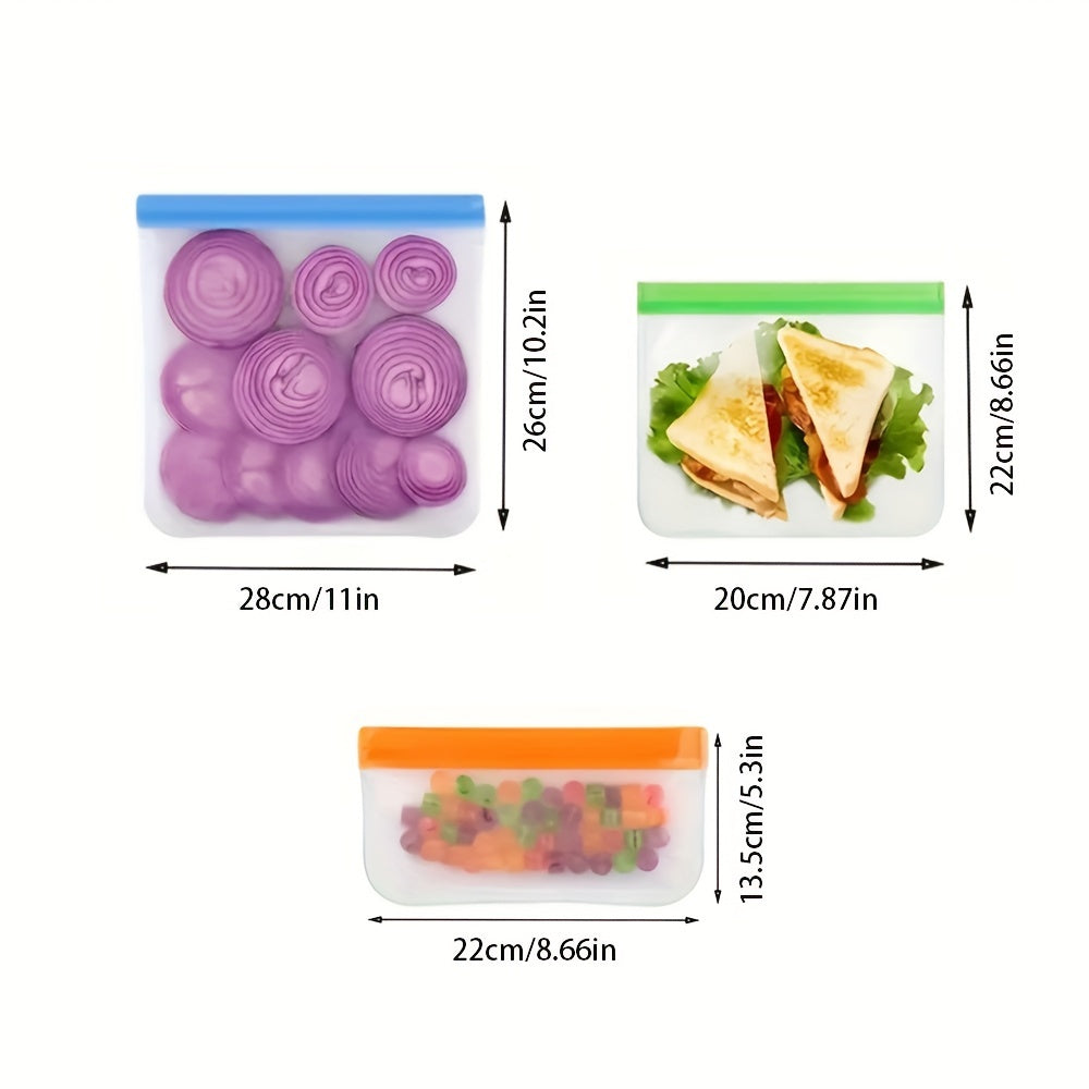Набор многоразовых мешков для хранения продуктов из силикона, без пластика, безопасных для морозильника, для сэндвичей и закусок