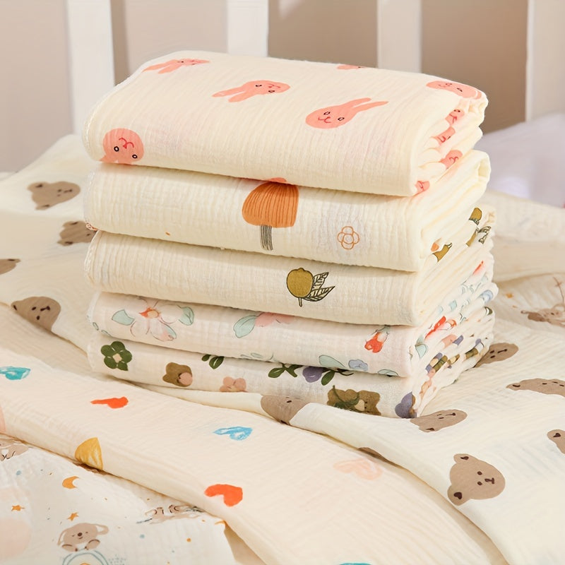 Muslin Swaddle Blanket for Newborns Double-Layer Cartoon Print Ultra-Soft Lightweight