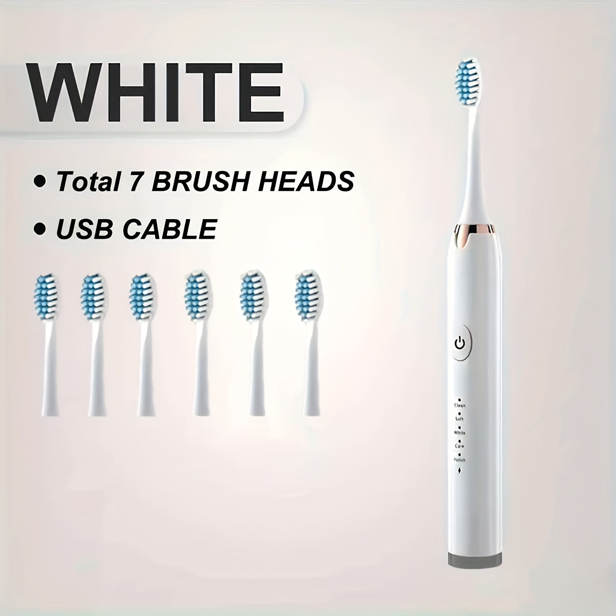 EC810 Elektr tish cho'tkasi, 7 ta Dupont cho'tkasi, 5 ta rejim, USB orqali zaryadlash, qayta zaryadlanadigan batareya, ≤36V kuchlanish, 500mAh - 7 barobar ko'proq plakaning olib tashlanishi
