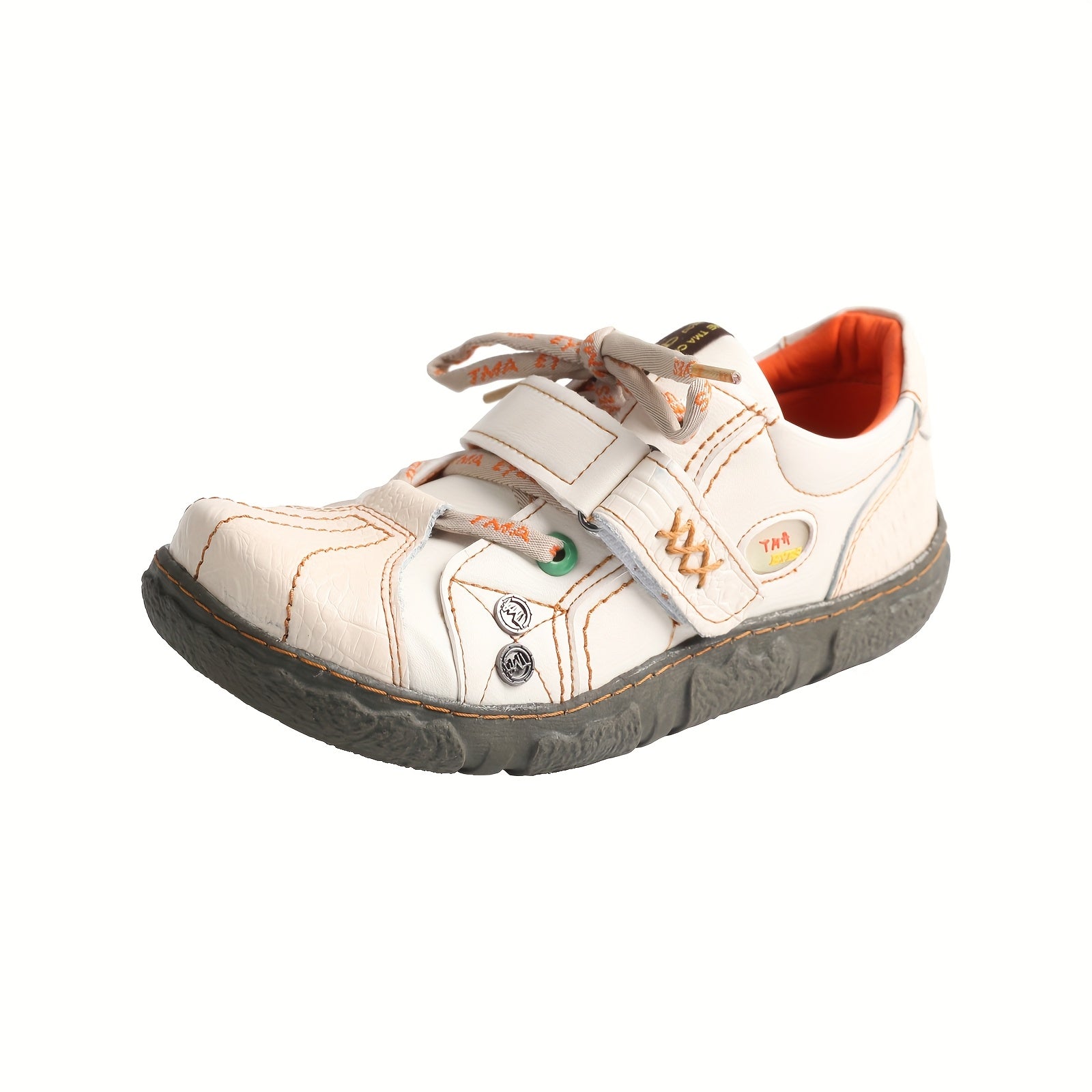 Women's Retro Lace-Up Sneakers Casual Breathable Slip-Resistant Black and Orange