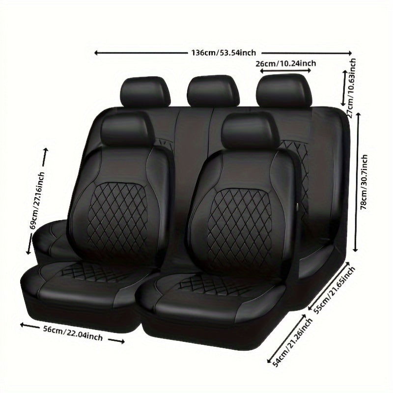 High-End PU Leather Car Seat Cover Set Scratch-Resistant Durable Universal 9 Pieces