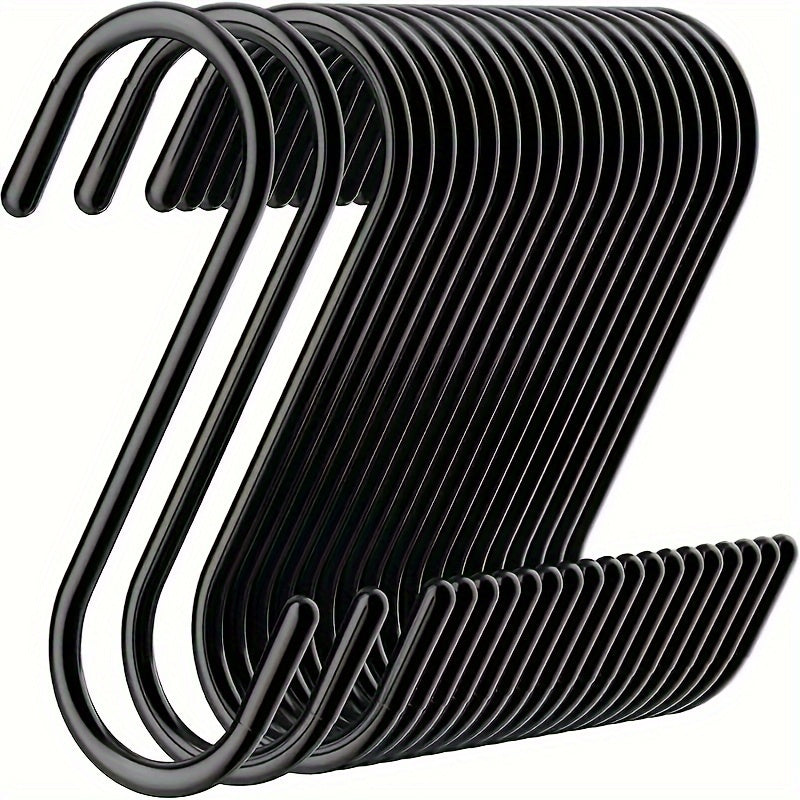 10 Pcs Black Metal S-Shaped Hooks for Hanging Plants, Wardrobe, Garden, Kitchen