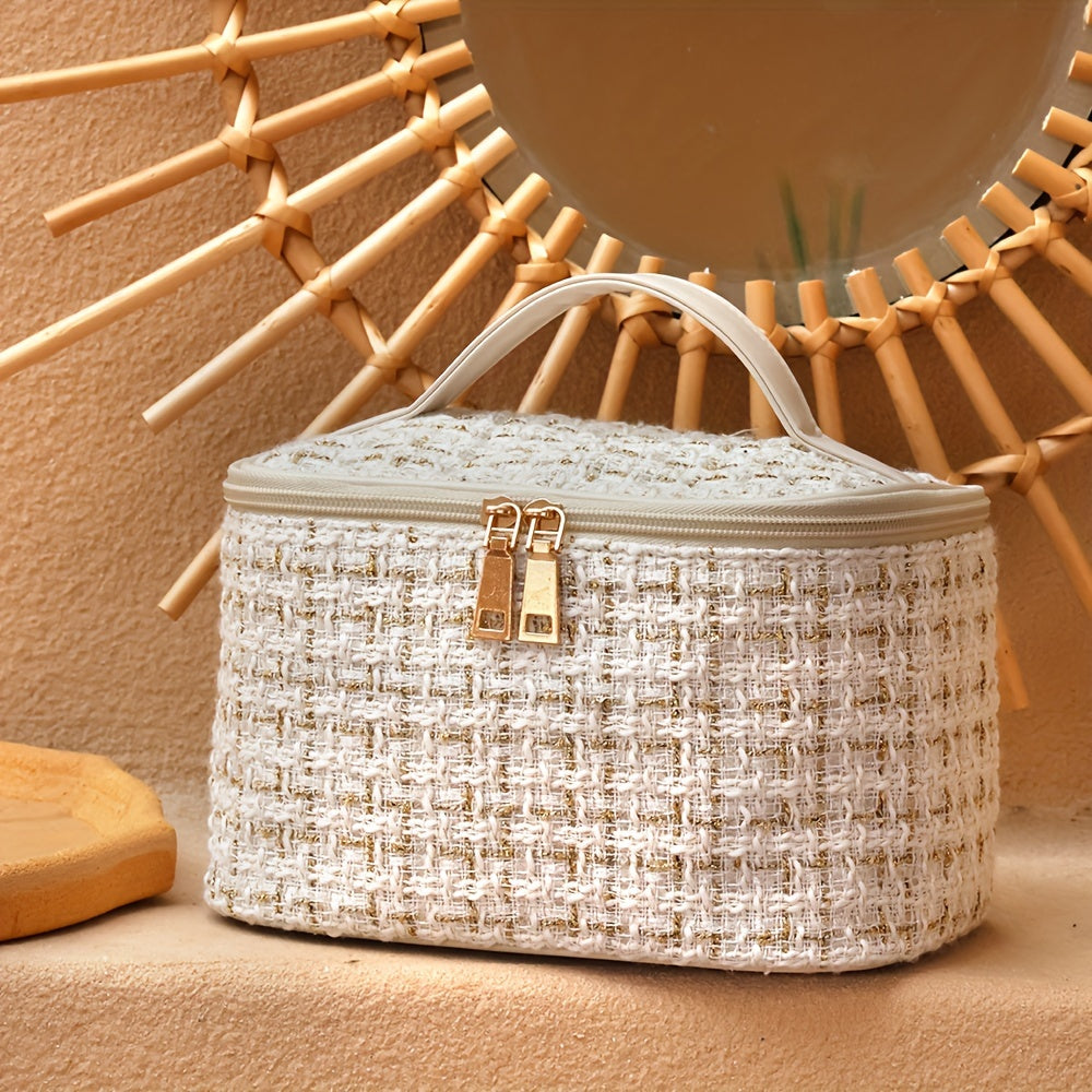 Waterproof Large Cosmetic Bag with Zipper Closure for Travel and Home Use