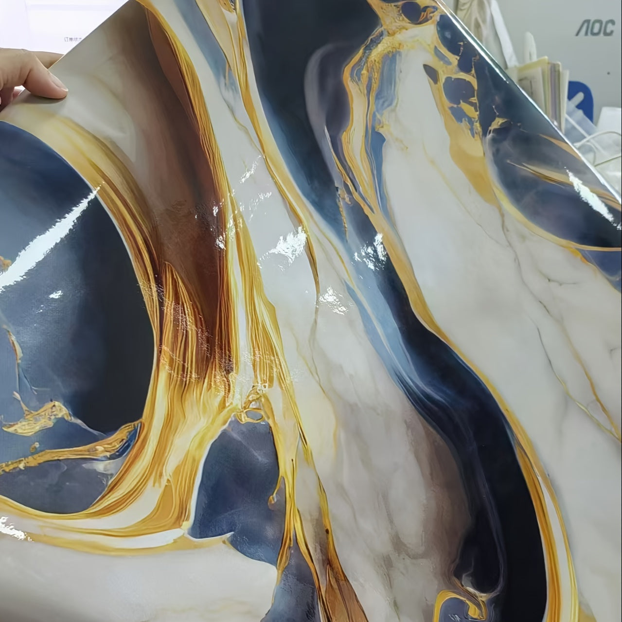 Self-Adhesive Granite Marble Wallpaper Waterproof Oil-Proof High-Temperature Aluminum Foil Wall Covering