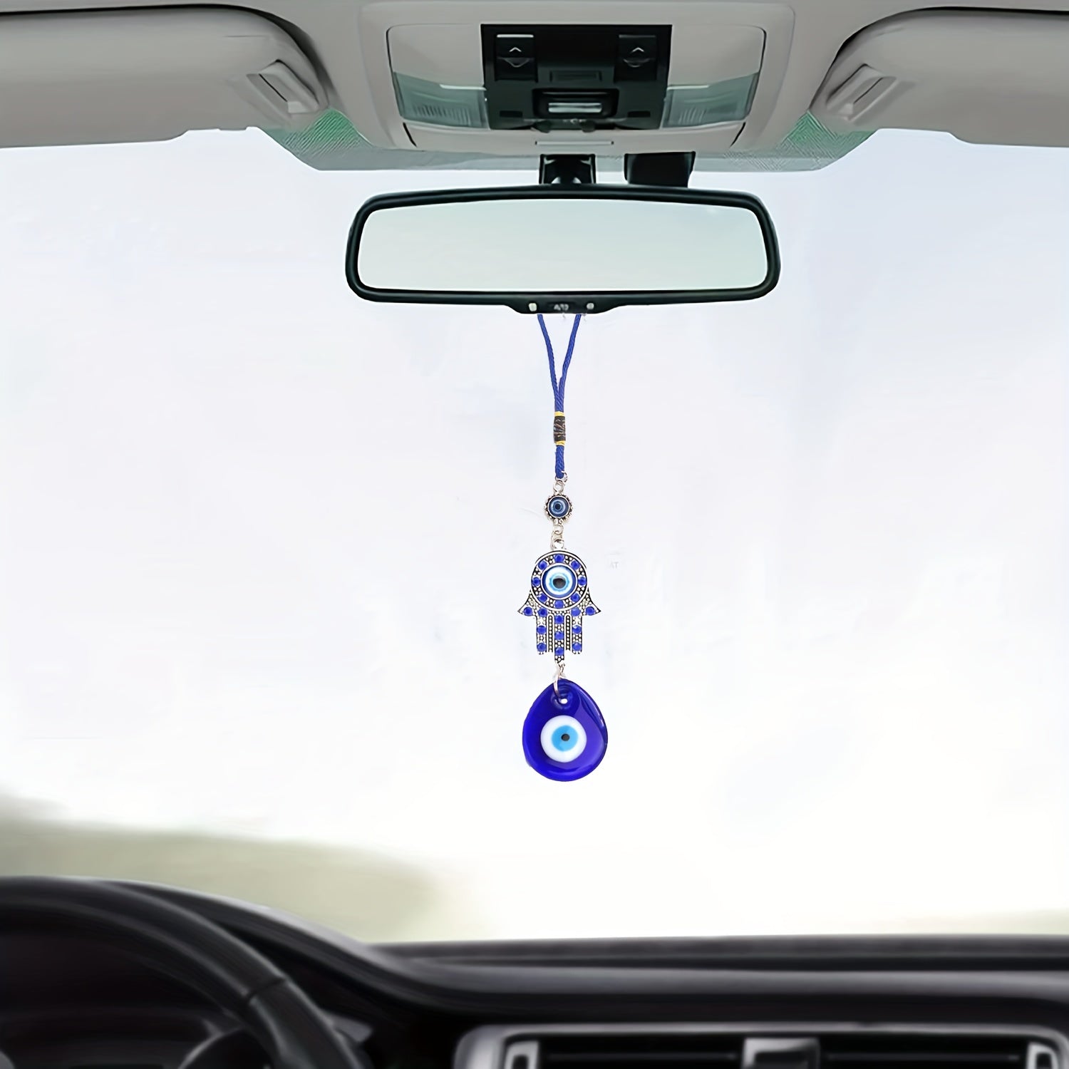 Uniseks shisha kalit halqasi, tush shaklidagi yovuz ko'z pendanti, avtomobil bezaklari