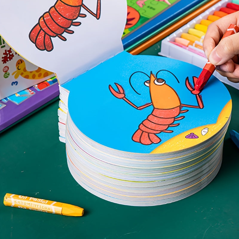 Coloring Book for 2-6 Year Olds with Animals and Portable Painting Supplies Pink