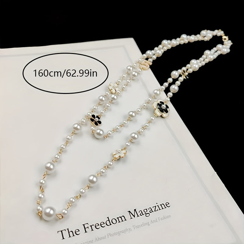 Women's Faux Pearl Flower Necklace for Parties and Daily Wear