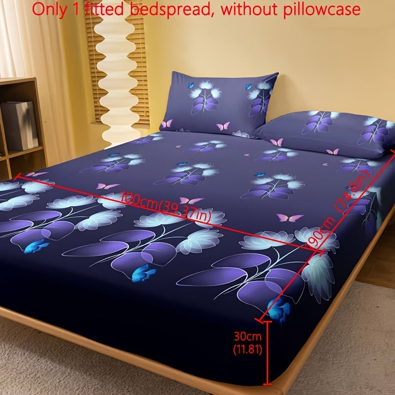 Floral Print Fitted Sheet Deep Pocket Soft Bedding Sheet for Bedroom or Guest Room