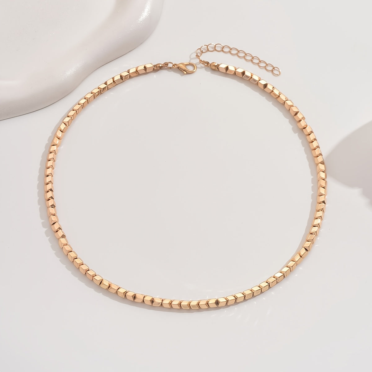 Women's Choker Necklace with Square Beads and 3D Design