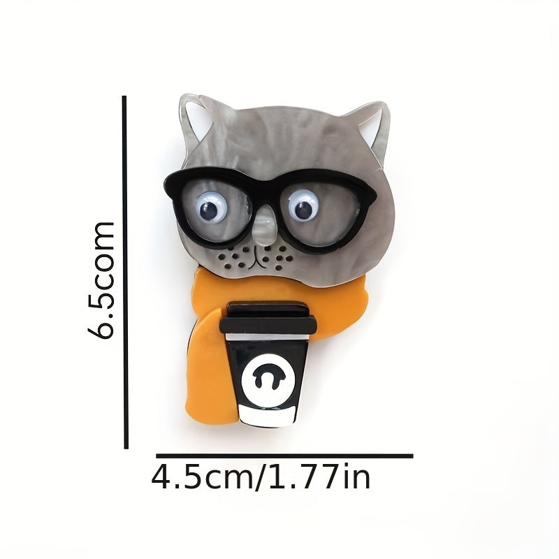 Women's Acrylic Cat Brooch Pin Animal-Shaped Accessory for Fashion and Business Attire