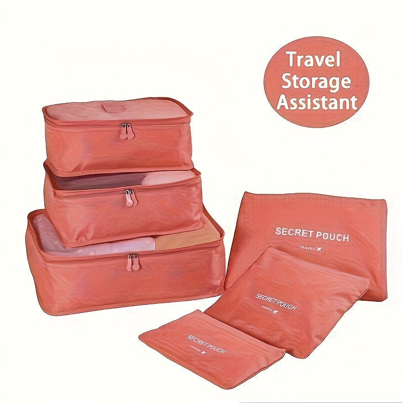 6-Piece Travel Organizer Set Lightweight Dustproof Luggage Bags for Hotels