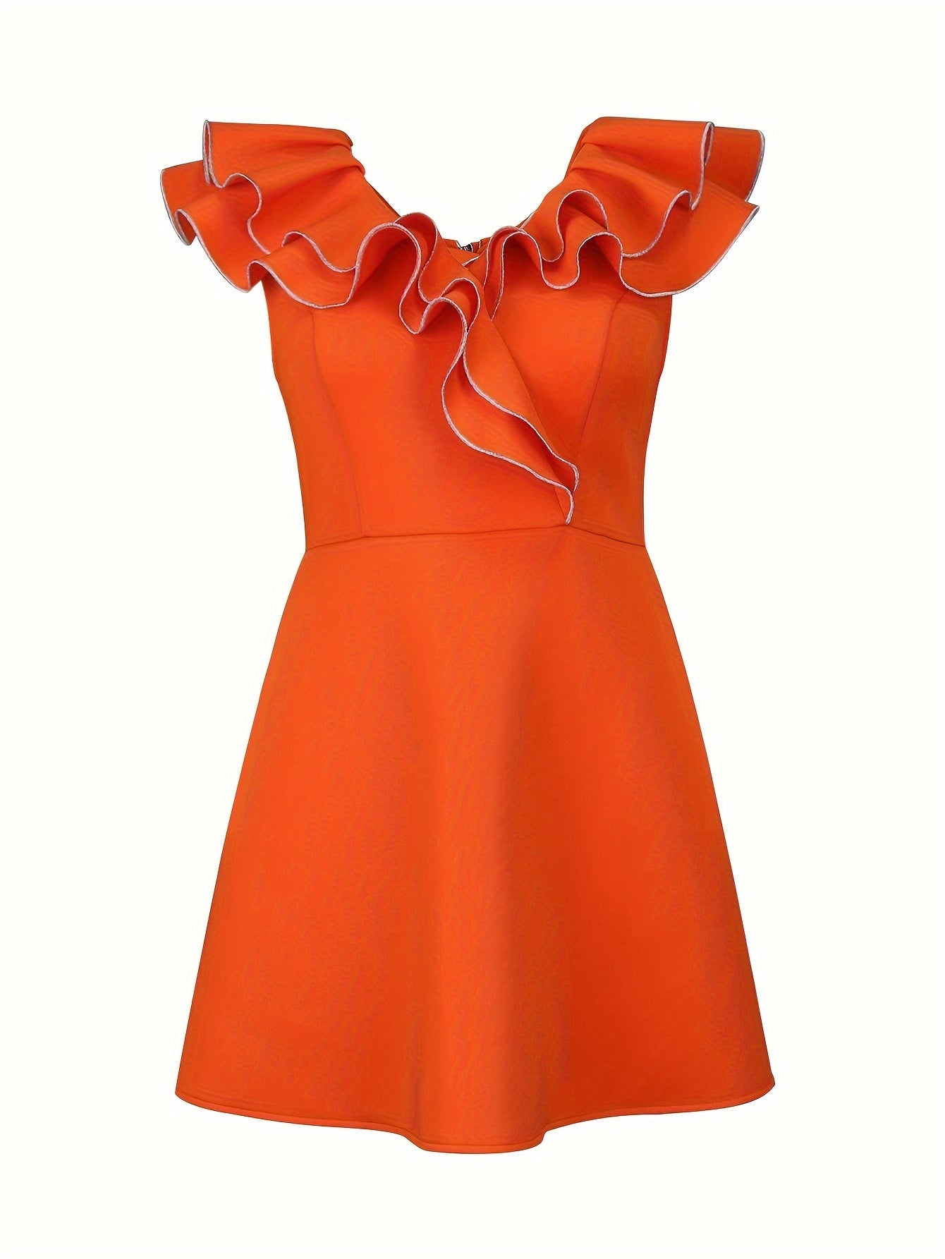 Women's Short Bodycon Party Dress V Neck Silvery Ruffles Elegant